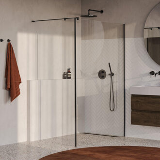 Brauer Oblivion inloopdouche helder glas 140x200 met zijwand 40 incl. glascoating PVD gunmetal geborsteld