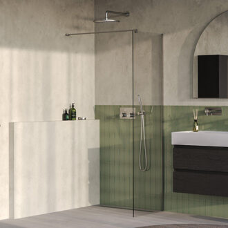 Brauer Oblivion inloopdouche helder glas 50x200 incl. glascoating PVD RVS-kleurig geborsteld