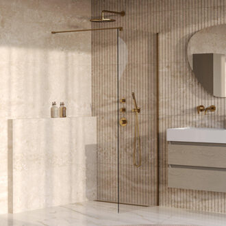 Brauer Oblivion inloopdouche helder glas 70x200 incl. glascoating PVD goud geborsteld