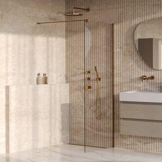 Brauer Oblivion inloopdouche helder glas 70x200 incl. glascoating PVD goud geborsteld