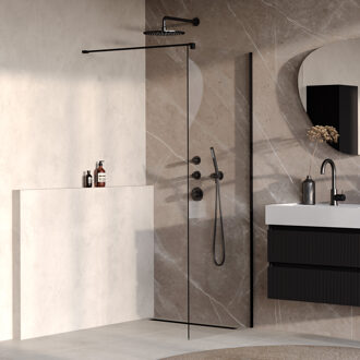 Brauer Oblivion inloopdouche helder glas 80x200 incl. glascoating mat zwart