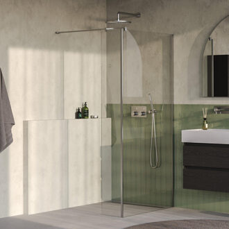 Brauer Oblivion inloopdouche helder glas 90x200 met zijwand 40 incl. glascoating PVD RVS-kleurig geborsteld