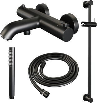 Brauer Opbouwset Bad- en Douchekraan Brauer Black Edition Thermostatisch Met Glijstang Mat Zwart