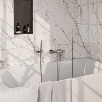 Brauer Opbouwset Bad- en Douchekraan Brauer Chrome Carving Thermostatisch Met Wandhouder Chroom