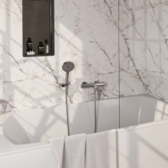 Brauer Opbouwset Bad- en Douchekraan Brauer Chrome Edition Thermostatisch Met Wandhouder En Handdouche 3 Standen Chroom