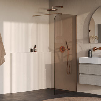 Brauer Orion inloopdouche brons glas 100x200 incl. glascoating Geborsteld Koper PVD