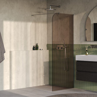 Brauer Orion inloopdouche brons glas 100x200 incl. glascoating Geborsteld RVS PVD