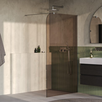 Brauer Orion inloopdouche brons glas 120x200 incl. glascoating Geborsteld RVS PVD