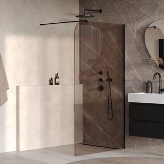 Brauer Orion inloopdouche brons glas 120x200 incl. glascoating Mat Zwart