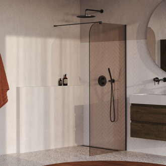 Brauer Orion inloopdouche brons glas 90x200 incl. glascoating Geborsteld Gunmetal PVD