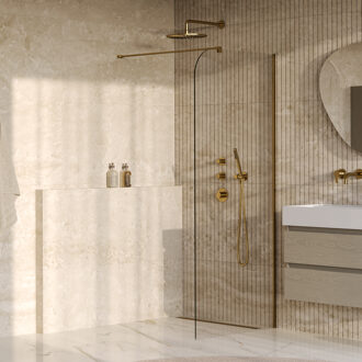 Brauer Orion inloopdouche helder glas 100x200 incl. glascoating Geborsteld Goud PVD