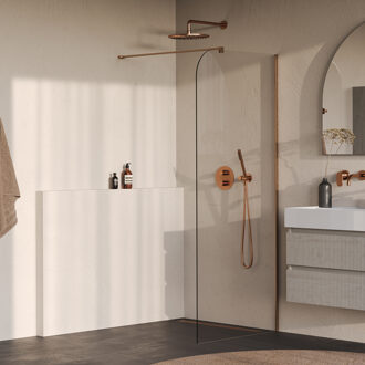 Brauer Orion inloopdouche helder glas 100x200 incl. glascoating Geborsteld Koper PVD