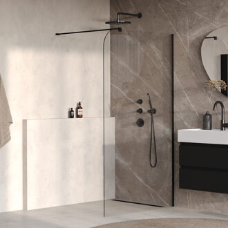 Brauer Orion inloopdouche helder glas 120x200 incl. glascoating Mat Zwart