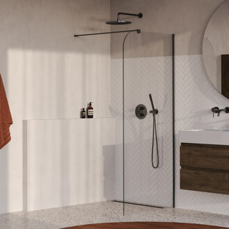 Brauer Orion inloopdouche helder glas 90x200 incl. glascoating Geborsteld Gunmetal PVD