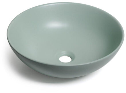 Brauer Pastello Verde Waskom opbouw - 40x40x15cm - zonder overloop - rond - keramiek - mat Verde WK-BO40ROMPG Verde Mat (Groen)