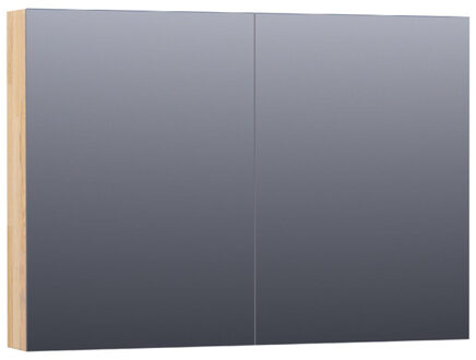 Brauer Plain Spiegelkast - 100x70x15cm - 2 links/rechtsdraaiende spiegeldeuren - hout - grey oak SK-PL100GO Grey Oak (Hout)