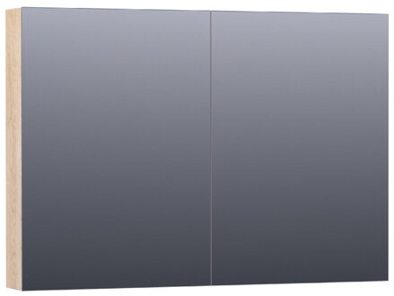 Brauer Plain Spiegelkast - 100x70x15cm - 2 links/rechtsdraaiende spiegeldeuren - MFC - legno calore SK-PL100LC Legno Calore (Hout)