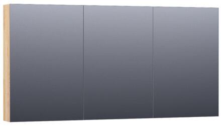 Brauer Plain Spiegelkast - 140x70x15cm - 3 links- en rechtsdraaiende spiegeldeuren hout - grey oak SK-PL140GO Grey Oak (Hout)
