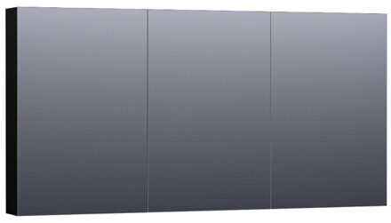Brauer Plain Spiegelkast - 140x70x15cm - 3 links- en rechtsdraaiende spiegeldeuren MDF - hoogglans zwart SK-PL140HZ
