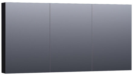 Brauer Plain Spiegelkast - 140x70x15cm - 3 links- en rechtsdraaiende spiegeldeuren MDF - mat zwart SK-PL140MZ Zwart mat