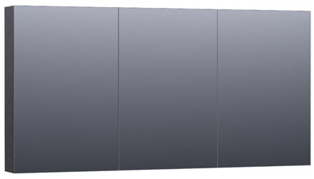 Brauer Plain Spiegelkast - 140x70x15cm - 3 links- en rechtsdraaiende spiegeldeuren MFC - black wood SK-PL140BW Black Wood (Zwart)
