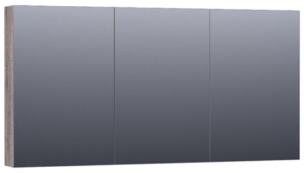 Brauer Plain Spiegelkast - 140x70x15cm - 3 links- en rechtsdraaiende spiegeldeuren MFC - grey Canyon SK-PL140GC Grey Canyon (Hout)
