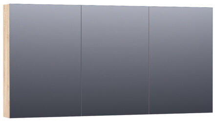 Brauer Plain Spiegelkast - 140x70x15cm - 3 links- en rechtsdraaiende spiegeldeuren MFC - sahara SK-PL140SH Sahara (Hout)