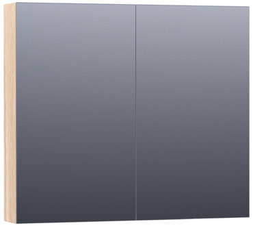 Brauer Plain Spiegelkast - 80x70x15cm - 2 links/rechtsdraaiende spiegeldeuren - hout - white oak SK-PL80WO White Oak (Hout)