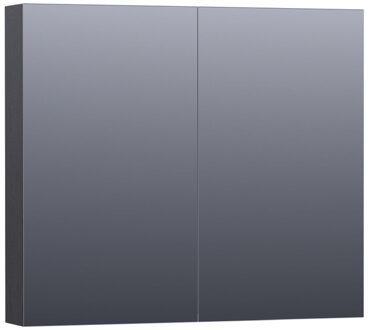 Brauer Plain Spiegelkast - 80x70x15cm - 2 links/rechtsdraaiende spiegeldeuren - MFC - black wood SK-PL80BW Black Wood (Zwart)