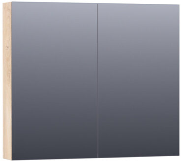 Brauer Plain Spiegelkast - 80x70x15cm - 2 links/rechtsdraaiende spiegeldeuren - MFC - sahara SK-PL80SH Sahara (Hout)