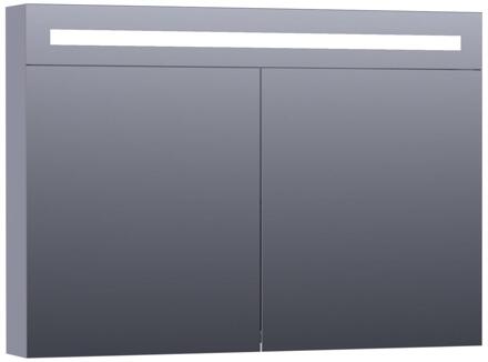 Brauer Promise Deluxe Spiegelkast - 100 cm - met Directe Verlichting - 2 Dubbelzijdige Spiegeldeuren - Mat Grijs