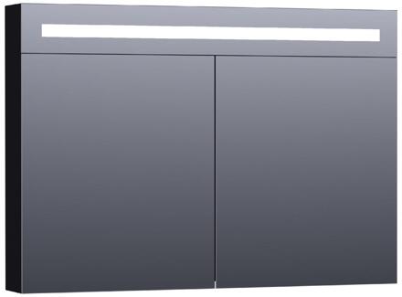 Brauer Promise Deluxe Spiegelkast - 100 cm - met Directe Verlichting - 2 Dubbelzijdige Spiegeldeuren - Mat Zwart