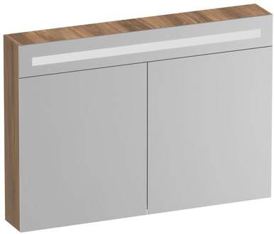 Brauer Promise Deluxe Spiegelkast - 100 cm - met Verlichting - 2 Dubbelzijdige Spiegeldeuren - Honey