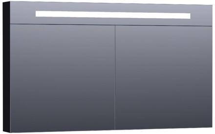 Brauer Promise Deluxe Spiegelkast - 120 cm - met Directe Verlichting - 2 Dubbelzijdige Spiegeldeuren - Mat Zwart