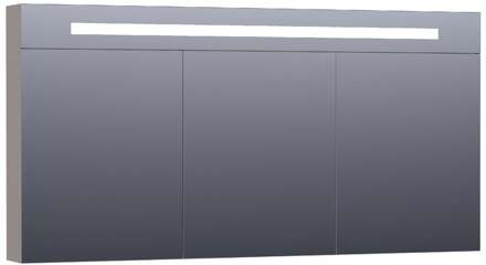 Brauer Promise Deluxe Spiegelkast - 140 cm - met Directe Verlichting - 3 Dubbelzijdige Spiegeldeuren - Mat Taupe