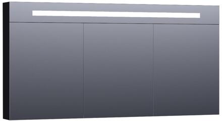 Brauer Promise Deluxe Spiegelkast - 140 cm - met Directe Verlichting - 3 Dubbelzijdige Spiegeldeuren - Mat Zwart