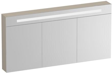 Brauer Promise Deluxe Spiegelkast - 140 cm - met Verlichting - 3 Dubbelzijdige Spiegeldeuren - Mat Beige