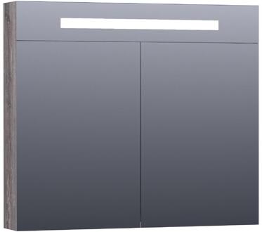 Brauer Promise Deluxe Spiegelkast - 80 cm - met Directe Verlichting - 2 Dubbelzijdige Spiegeldeuren - Driftwood