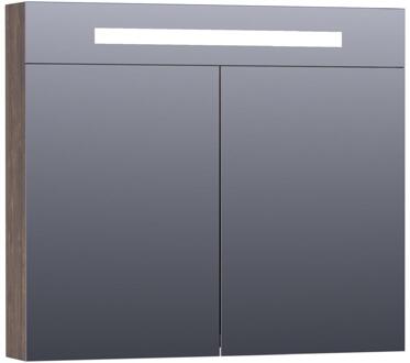 Brauer Promise Deluxe Spiegelkast - 80 cm - met Directe Verlichting - 2 Dubbelzijdige Spiegeldeuren - Grove