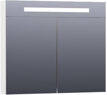 Brauer Promise Deluxe Spiegelkast - 80 cm - met Directe Verlichting - 2 Dubbelzijdige Spiegeldeuren - Hoogglans Wit