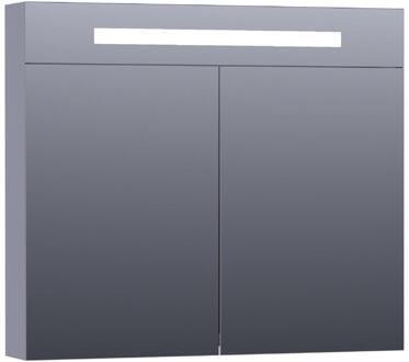 Brauer Promise Deluxe Spiegelkast - 80 cm - met Directe Verlichting - 2 Dubbelzijdige Spiegeldeuren - Mat Grijs