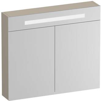 Brauer Promise Deluxe Spiegelkast - 80 cm - met Verlichting - 2 Dubbelzijdige Spiegeldeuren - Mat Beige