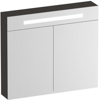 Brauer Promise Deluxe Spiegelkast - 80 cm - met Verlichting - 2 Dubbelzijdige Spiegeldeuren - Timber Anthracite