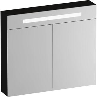 Brauer Promise Deluxe Spiegelkast - 80 cm - met Verlichting - 2 Dubbelzijdige Spiegeldeuren - Timber Black
