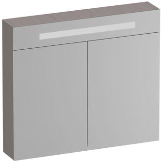 Brauer Promise Deluxe Spiegelkast - 80 cm - met Verlichting - 2 Dubbelzijdige Spiegeldeuren - Timber Greige