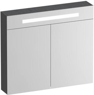 Brauer Promise Deluxe Spiegelkast - 80 cm - met Verlichting - 2 Dubbelzijdige Spiegeldeuren - Timber Grey