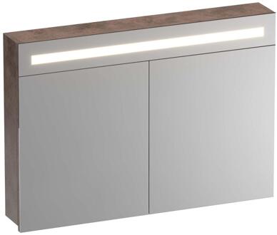 Brauer Promise Spiegelkast - 100 cm - met Directe Verlichting - 2 Enkelzijdige Spiegeldeuren - Erosion