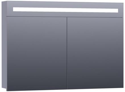 Brauer Promise Spiegelkast - 100 cm - met Directe Verlichting - 2 Enkelzijdige Spiegeldeuren - Mat Grijs
