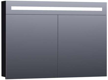 Brauer Promise Spiegelkast - 100 cm - met Directe Verlichting - 2 Enkelzijdige Spiegeldeuren - Mat Zwart