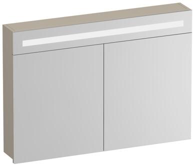 Brauer Promise Spiegelkast - 100 cm - met Verlichting - 2 Spiegeldeuren - Mat Beige